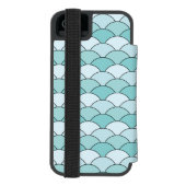 ドラゴンの鱗、扇状、波、青海波、青 INCIPIO iPhoneウォレットケース (フォリオ裏面)