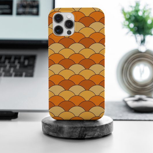 ドラゴンの鱗、扇、波、青海波、オレンジ Case-Mate iPhoneケース