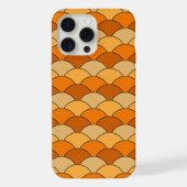 ドラゴンの鱗、扇、波、青海波、オレンジ iPhoneケース (裏面)