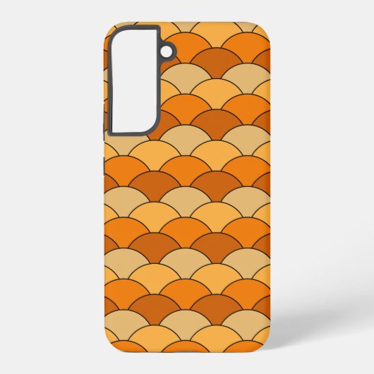 ドラゴンの鱗、扇、波、青海波、オレンジ SAMSUNG GALAXYケース (裏面)