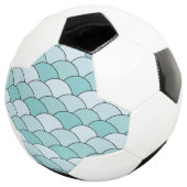 ドラゴンの鱗、扇、波、青海波、青 サッカーボール (3/4)