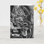 ドラゴンの「ハッピーバースデー」の挨拶状の前部文字 カード (黄色い花)