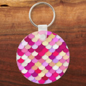 "ドラゴンはかりで測" – マゼンタ、ピンク、金ゴールド キーホルダー (正面)