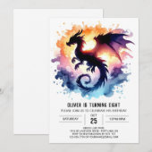 ドラゴンはっきりした誕生日デジタル 招待状 (正面/裏面)