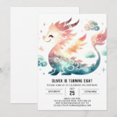 ドラゴンはっきりした誕生日印刷可能 招待状 (正面/裏面)