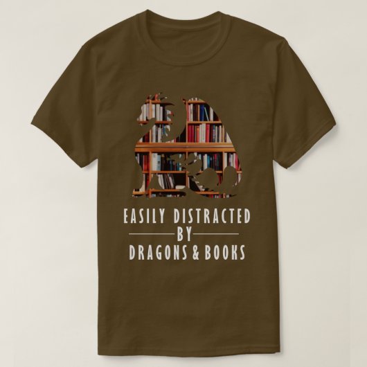 ドラゴンやブックシャツのおたくに気を取られる Tシャツ (デザイン正面)