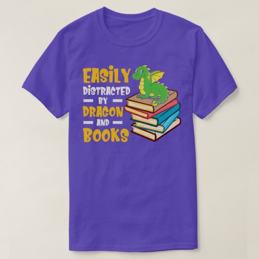 ドラゴンや本の本のおたくに気を取られる Tシャツ (デザイン正面)
