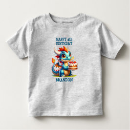ドラゴンをテーマにしたパーソナライズされた誕生日ボーイ トドラーTシャツ