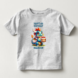 ドラゴンをテーマにしたパーソナライズされた誕生日ボーイ トドラーTシャツ