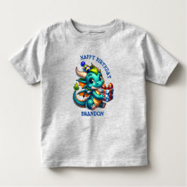 ドラゴンをテーマにしたパーソナライズされた誕生日ボーイ トドラーTシャツ