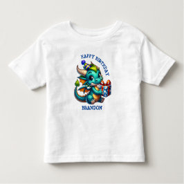 ドラゴンをテーマにしたパーソナライズされた誕生日ボーイ トドラーTシャツ