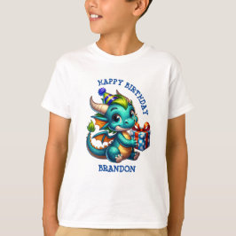 ドラゴンをテーマにしたパーソナライズされた誕生日ボーイ Tシャツ