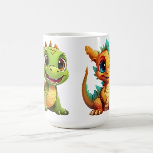 ドラゴンをテーマにした子供たちがマグカップを飲む コーヒーマグカップ (中央)