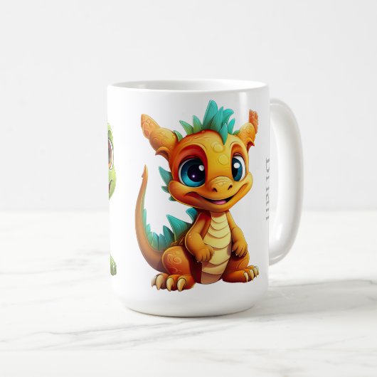 ドラゴンをテーマにした子供たちがマグカップを飲む コーヒーマグカップ (正面右)
