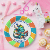 ドラゴンをテーマにした少年の誕生日パーティー ペーパープレート (パーティー)