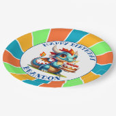 ドラゴンをテーマにした少年の誕生日パーティー ペーパープレート (アングル)