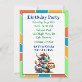 ドラゴンをテーマにした少年の誕生日パーティー 招待状 (裏面)