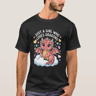 ドラゴンを愛する乙女 幻想的なドラゴンのデザイン Tシャツ