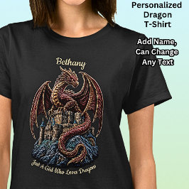 ドラゴンを愛する女の子 レッドドラゴン 名入れ Tシャツ