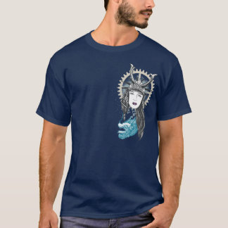 ドラゴンを持つSteampunkの武士の女の子 Tシャツ