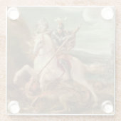 ドラゴンを殺害するセントジョージ(パネルの油) ガラスコースター (裏面)