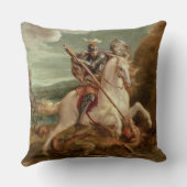 ドラゴンを殺害するセントジョージ(パネルの油) クッション (裏面)