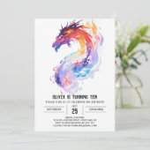 ドラゴンアドベンチャーウォーターカラー誕生日 招待状 (スタンド正面)