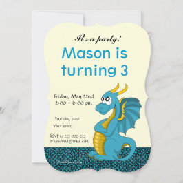 ドラゴンアニメの誕生日プリント招待状 招待状