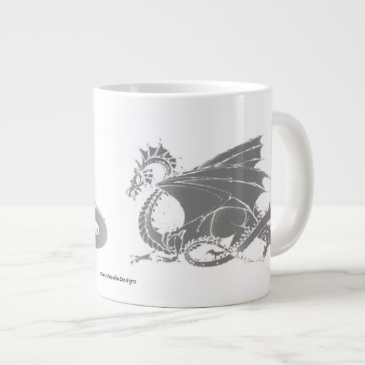 ドラゴンアート/グレー ジャンボコーヒーマグカップ (正面右)