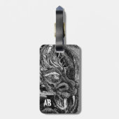 ドラゴン'イニシャル'荷物タグ2つの側面 ラゲッジタグ (裏面縦)