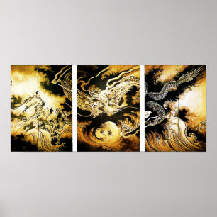 ドラゴンインザクラウドヒロシゲ日本のファインアート ポスター