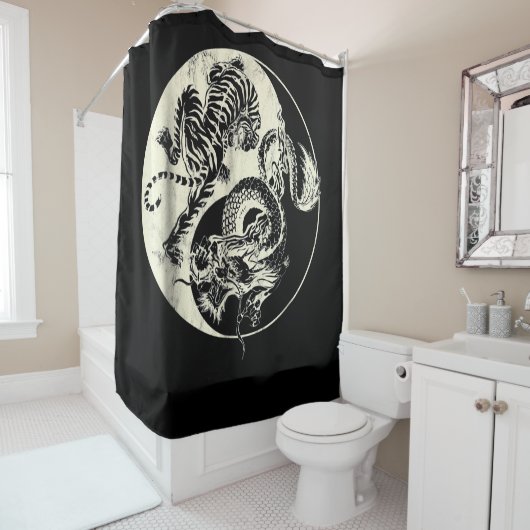 ドラゴンウィズタイガータトゥーインアンドヤンビーストファイト シャワーカーテン (インサイチュ)