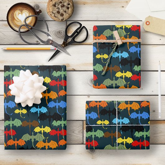 ドラゴンウィングブルーフライトファンタジー ラッピングペーパーシート