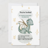 ドラゴンウォーターカラー誕生日 招待状 (正面)