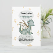 ドラゴンウォーターカラー誕生日 招待状 (スタンド正面)