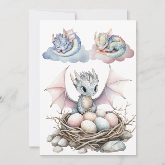 ドラゴンエッグボーイガールブルーピンクジェンダーリビール 招待状 (裏面)