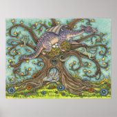 ドラゴンエッグ、中世レイア、ファンタジーフォークアート ポスター (正面)