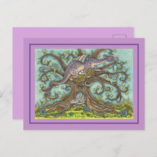 ドラゴンエッグ、中世レイア、ファンタジーフォークアート ポストカード (正面/裏面)