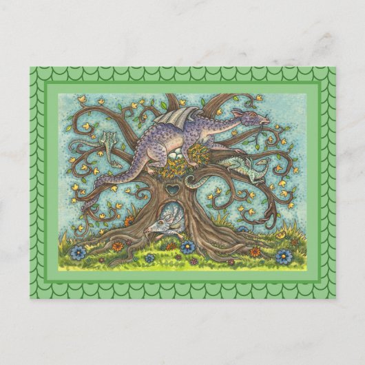 ドラゴンエッグ、中世レイア、ファンタジーフォークアート ポストカード (正面)