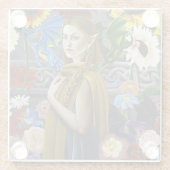 ドラゴンエルフの乙女 魔法の花園 ファンタジー ガラスコースター (裏面)