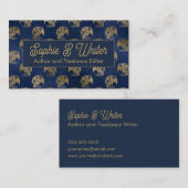 ドラゴンエレガントブルー金ゴールドファンタジー作家ライター 名刺 (正面/裏面)