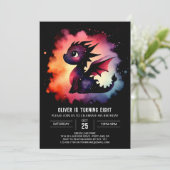 ドラゴンエレガント白熱［赤熱］光を放つ誕生日 招待状 (スタンド正面)