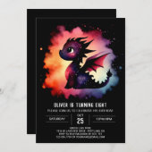 ドラゴンエレガント白熱［赤熱］光を放つ誕生日 招待状 (正面/裏面)