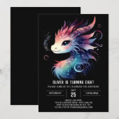 ドラゴンエレガント魅力的誕生日 招待状 (正面/裏面)