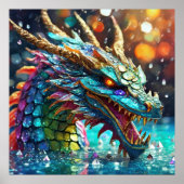 ドラゴンカラフルポスタープリント ポスター (正面)