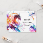 ドラゴンカラフル威厳のある誕生日 カード (正面/裏面インサイチュ)