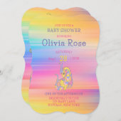 ドラゴンカラフル金ゴールドグリッターベビーシャワー 招待状 (正面/裏面)