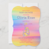 ドラゴンカラフル金ゴールドグリッターベビーシャワー 招待状 (正面)