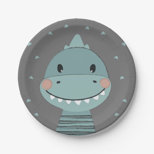 ドラゴンカワイカートカートキッズ男の赤ちゃん ペーパープレート (正面)