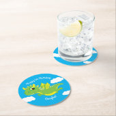 ドラゴンカワイキッド誕生日 ラウンドペーパーコースター (インサイチュ)